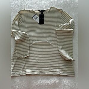 Ralph Lauren Beige Striped Long Sleeve Top With Gold Treading Size SP BNWT